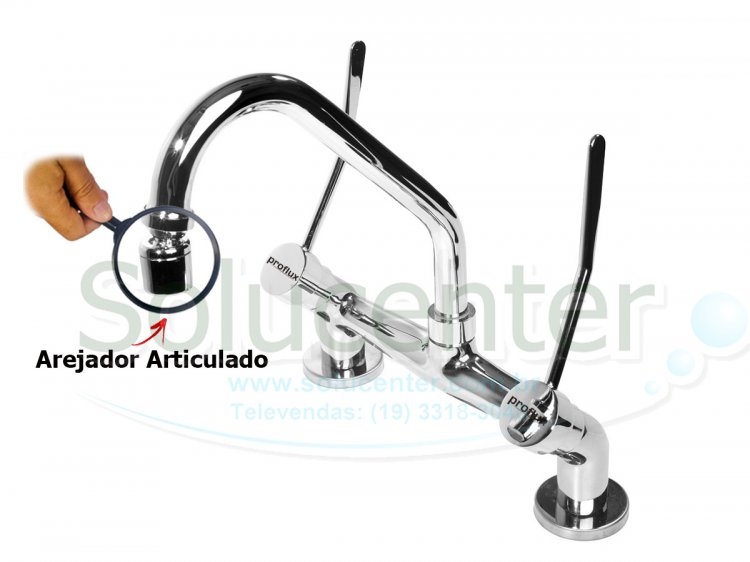 Torneira misturador clinica de mesa com Bica móvel - 69.077