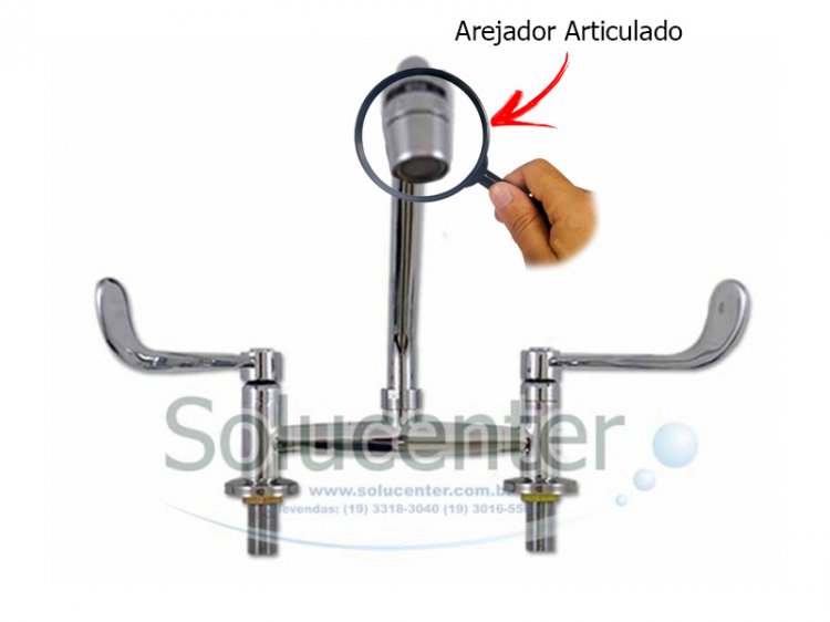 Torneira Clinica Misturador Bico Articulado Metal com Bica Móvel e Alavanca Maciça - 21.038